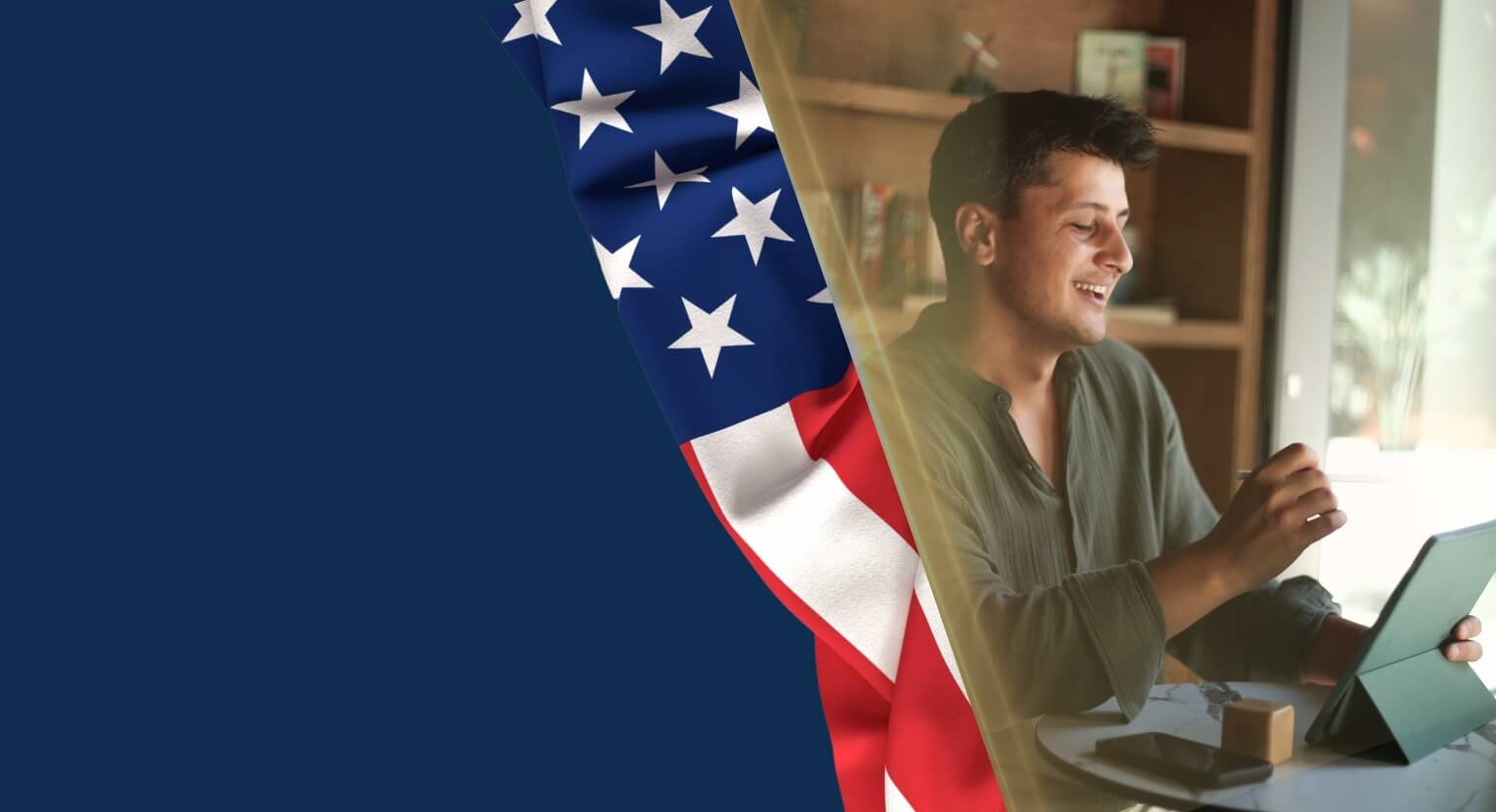 Freelancer with US flag